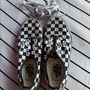lace up checkered vans. women’s and men’s.